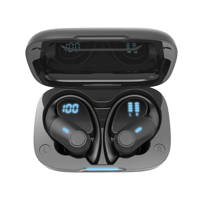 How does the ear-hook design of the Bluetooth 5.4 headset improve stability during high-intensity physical activities such as running or cycling?